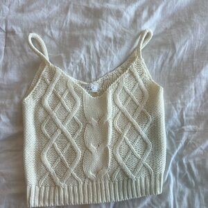 Sage Cream Cable-Knit Cropped Camisole